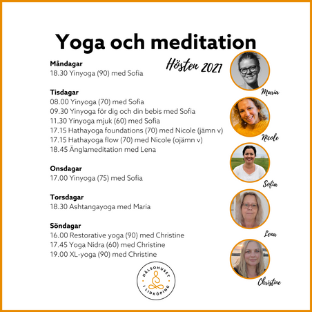 Yoga- och meditationsschema hösten 2021